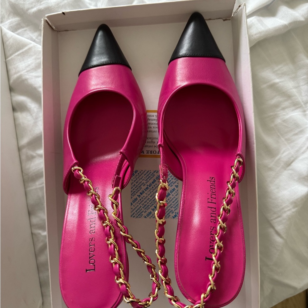 Lovers + Friends Fuchsia and Black Heels
